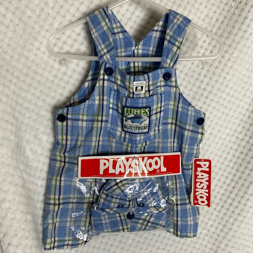 Vintage playskool plaid overalls outfit